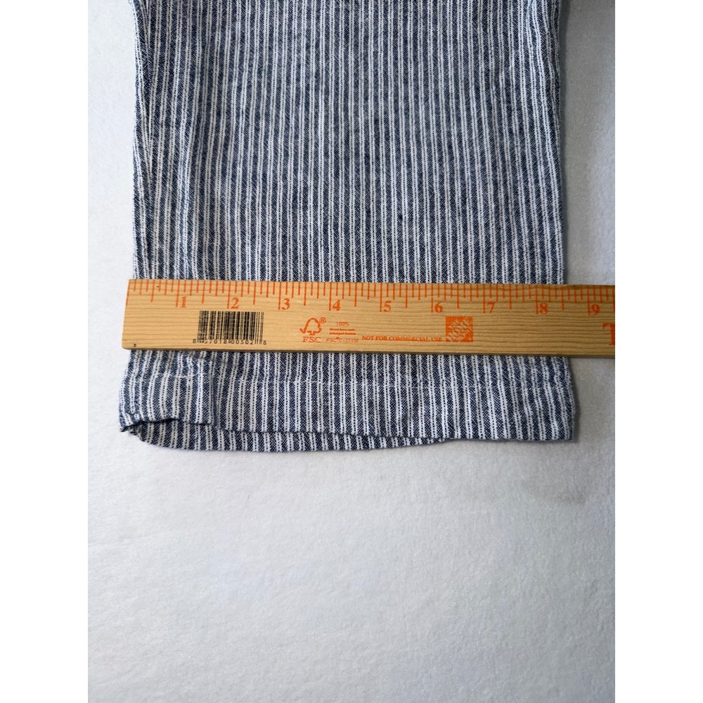 da-sh Blue White Striped Linen Blend Wide Leg Cropped Pants Coastal Size Medium - Picture 8 of 8